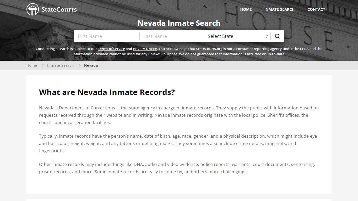 Nevada Inmate Search, Prison and Jail Information ...