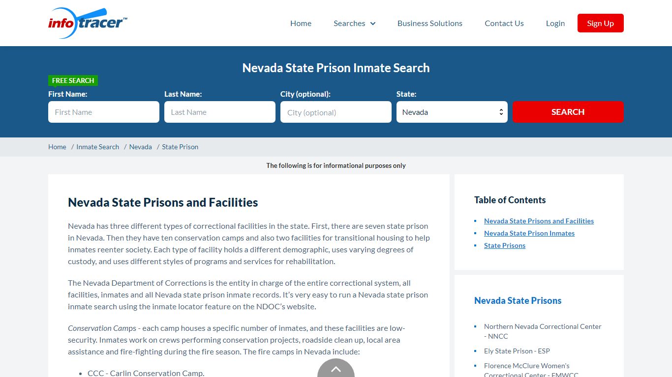 Nevada State Prisons Inmate Records Search - InfoTracer